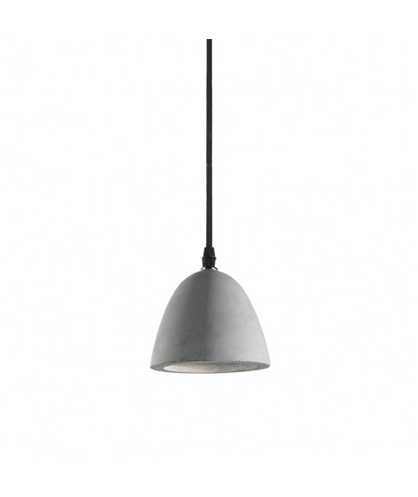 Lampada a sospensione Oil-4 in metallo con finitura nero opaco e diffusore in cemento
