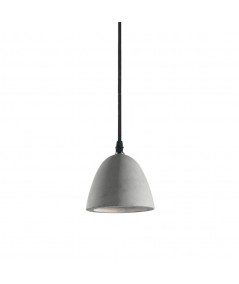 Lampada a sospensione Oil-4 in metallo con finitura nero opaco e diffusore in cemento