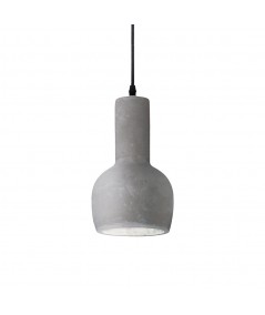 Lampada a sospensione Oil-3 in metallo con finitura nero opaco e diffusore è in cemento