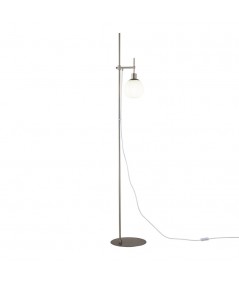 lampada da terra in metallo e vetro satinato nickel