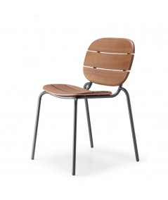 Sedia Si-si wood in legno per esterno scab design acciaio