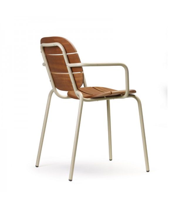 Sedia Si-si wood con braccioli in legno per esterno scab design acciaio