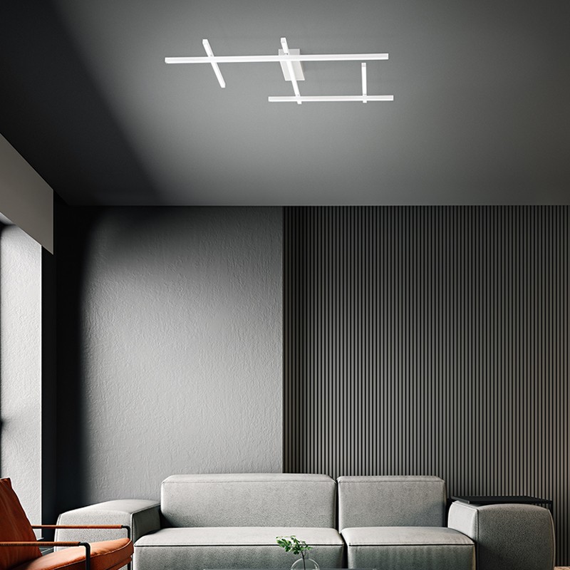 lampada a soffitto in metallo bianco di perenz ambientata