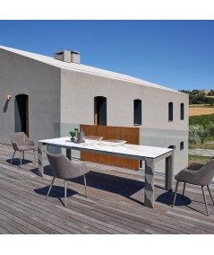 tavolo allungabile friulsedie diamond gambe in titanio e piano in keramic calacatta lucido