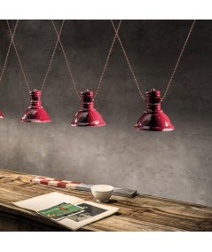 lampada a sospensione Industrial 3 lampade colore rosso
