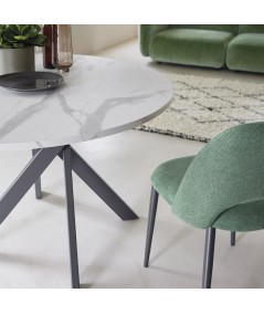 Tavolo in statuarietto con gambe antracite tondo e fisso, di friulsedie