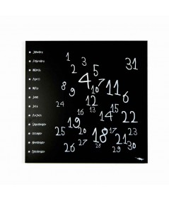 Calendario perpetuo Krok Black di dESIGNoBJECT realizzato in lamiera tagliata al laser verniciata a polvere di colore nero e ser