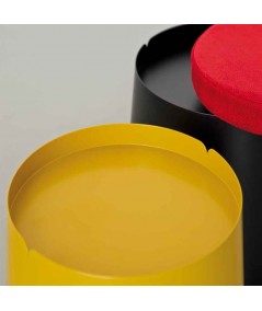 Tavolino pouf Bobino in metallo laccato particolare top