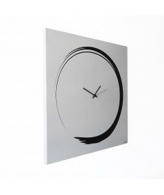 Orologio S-ENSO da parete realizzato su lamiera di metallo serigrafata a mano, versione nero laterale