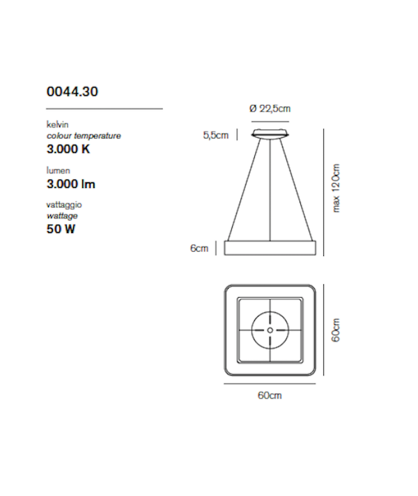 Lampada a sospensione vivida scheda tecnica medie dimensioni