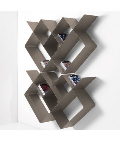 Composizione Libreria Mondrian in metallo tortora
