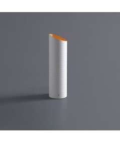 Lampada da tavolo Slice in fibra di vetro bianca interno arancio