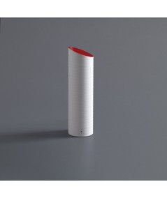 Lampada da tavolo Slice in fibra di vetro bianca interno rosso