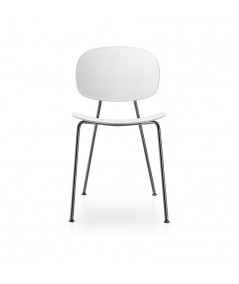 tondina pop bianco gambe acciaio cromato