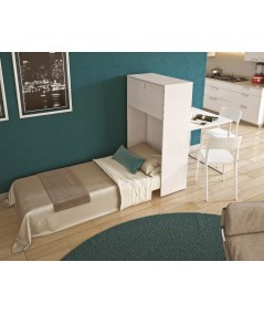 mobile contenitore con scrivania e letto di maconi bianco aperti contemporaneamente