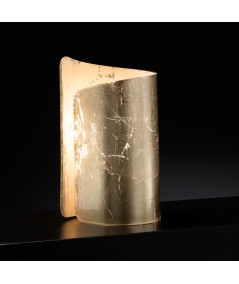 lampada da tavolo lumetto papiro di selène con decoro foglia argento