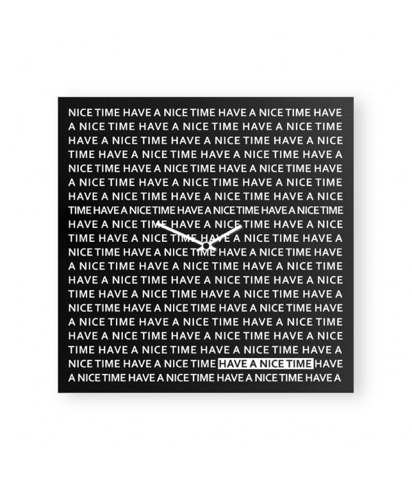 Nice Time nero orologio da parete in lamiera di metallo serigrafata a mano