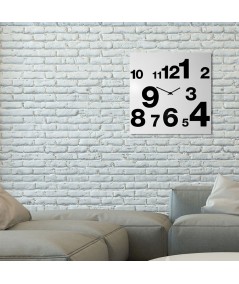 Orologio da parete Numbers realizzato su lamiera di metallo bianca foto ambientata