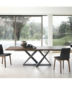 tavolo fisso millenium di bontempi casa in acciaio antracite e rovere spessart