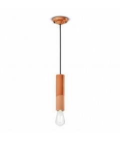 lampada a sospensione di ferroluce in ceramica arancio bicolore