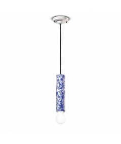lampada a sospensione di ferroluce in ceramica ming blu