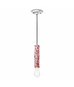 lampada a sospensione di ferroluce in ceramica ming rosso