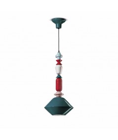 lampada a sospensione lariat di ferroluce in ceramica verde