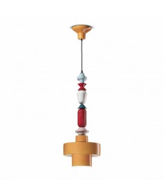 lampada a sospensione lariat di ferroluce in ceramica gialla
