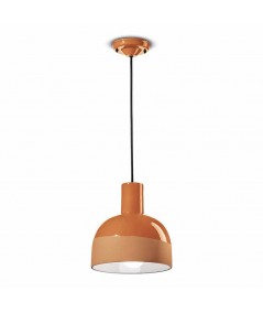 lampada a sospensione caxixi di ferroluce in ceramica arancio pesca