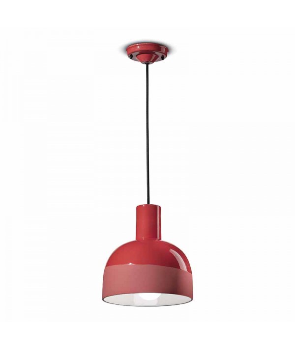 lampada a sospensione caxixi di ferroluce in ceramica rosso corallo