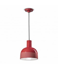 lampada a sospensione caxixi di ferroluce in ceramica rosso corallo