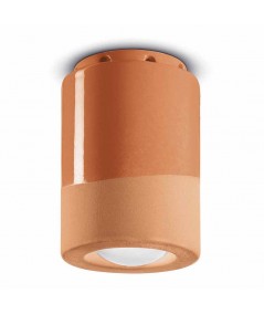 lampada a soffitto di ferroluce in ceramica arancio pesca