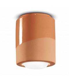 lampada a soffitto di ferroluce in ceramica arancio pesca