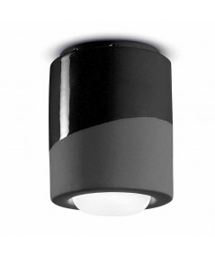 lampada a soffitto di ferroluce in ceramica nero