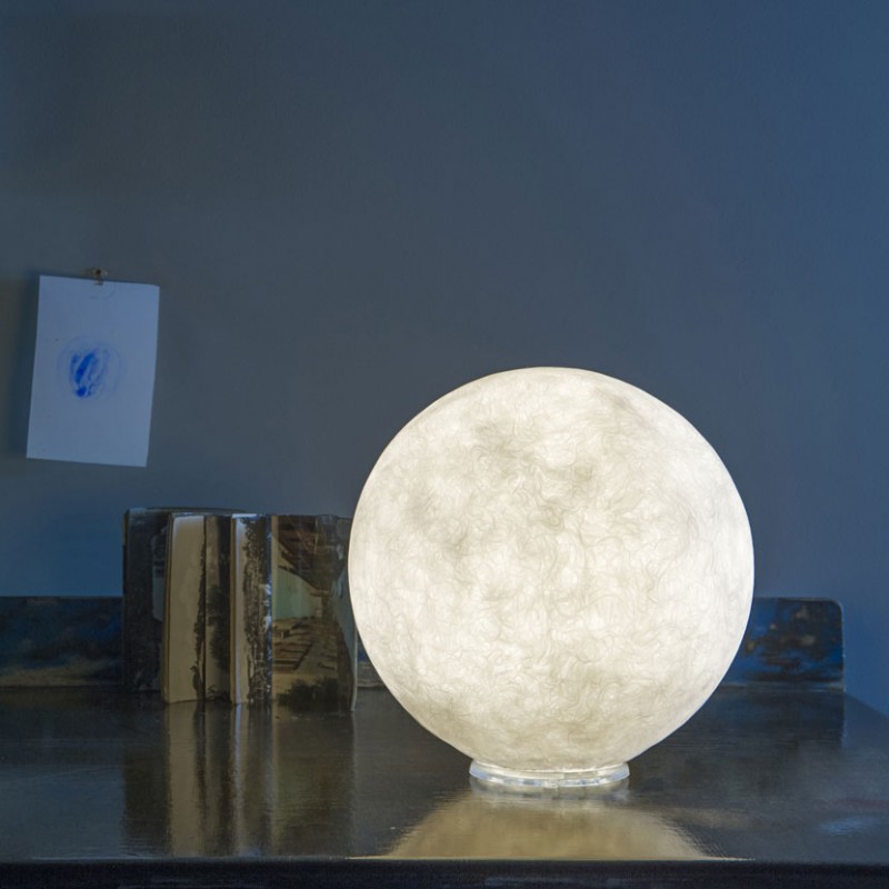 Lampada T.Moon a forma di luna in nebulite di colore bianco